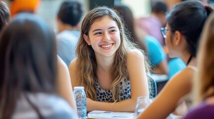 First-year college students gathered in a common area, engaging in ice-breaker activities and conversations, creating connections and building a sense of community as they embark on their new