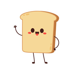 Cute happy toast. Vector cartoon character illustration icon design. Isolated on white background. Bread character design.