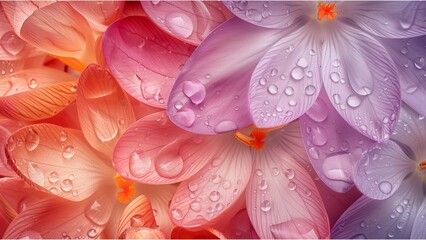 Fototapeta premium close up of wet flower top view