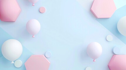 Hexagon Balloon, border, pastel color background Wallpaper, blank in the middle, minimalism, negative space