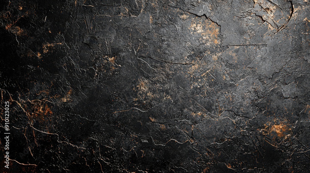 Aufkleber a richly textured black surface features intricate golden veins and natural patterns, illuminated so
