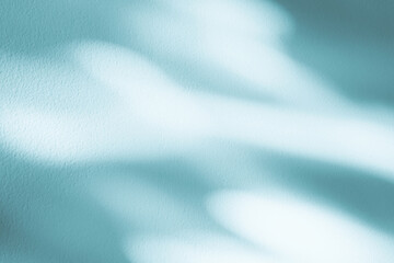 Blue Background,Studio Room with Bright Light,Leaves Shadow on Wall,Backdrop for Product Presentation for Spring,Summer,Empty Pastel Blue Display product with blurry abstract sunlight on cement floor