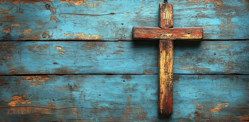 A wooden cross on the door.
