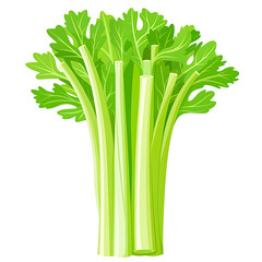 Obraz premium Isolated isolated on transparency PNG background, illustrated celery stalks with fresh green leaves . Perfect for health, diet, and nutrition-related content.