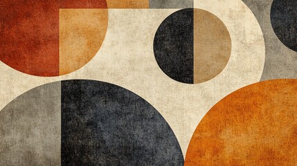 Vintage-inspired grainy textures with overlapping shapes in muted hues