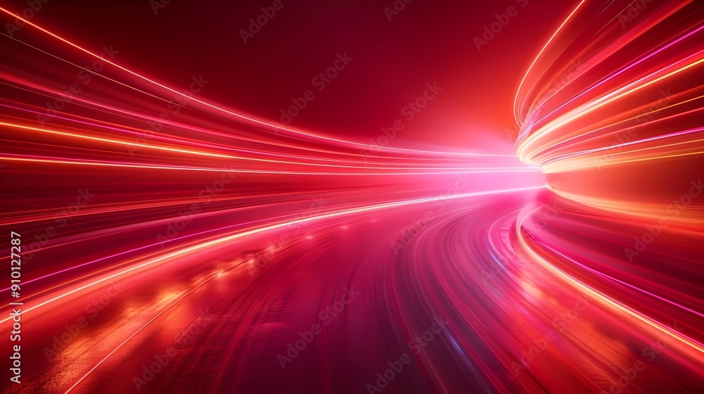 Poster mesmerizing neon red backdrop with flowing light trails for bold product displays