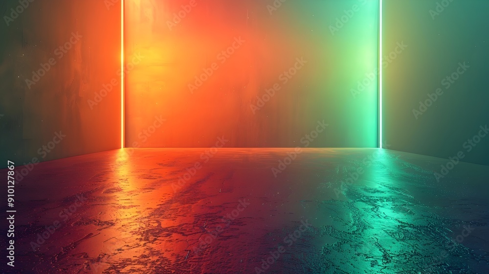 Poster vibrant neon gradient with subtle light shimmer for product display