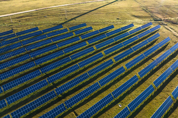 view of solar power station in green grass