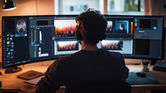 映像編集者の作業風景