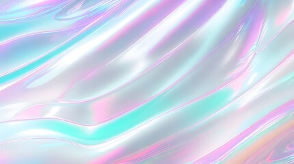 Obraz premium Holographic background seamless trendy iridescent light foil texture. Soft holographic pastel unicorn marble background pattern. Modern pearlescent blurry abstract swirl illustration. 