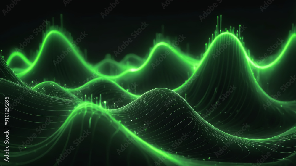 Wall mural the beauty of algorithmic art, abstract, waves, digital, art, light, glow, curves, technology backgr