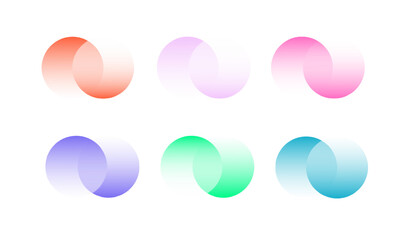 Transparent graphic design circles element . Connected round shapes. Company logo. Vector