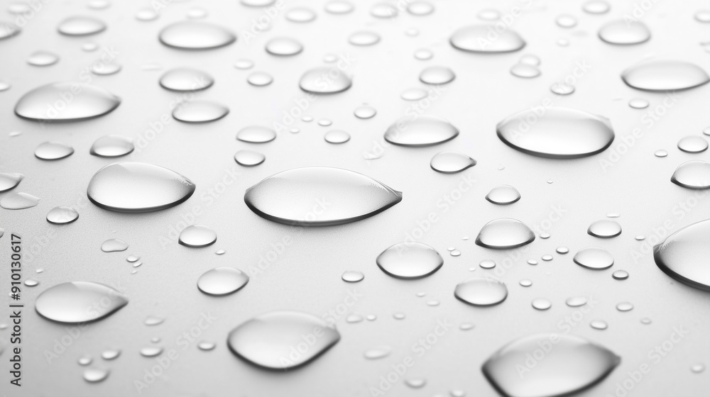 Poster the image is of a wet surface with many small water droplets scattered across it