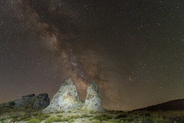 Majestic Milky Way Over Rugged Rock Formations