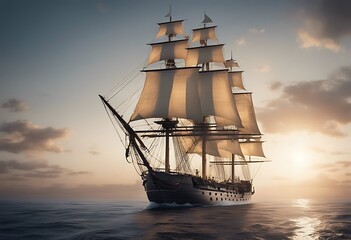 ship tall 3d sea render boat sailing vessel ocean nautical vintage antique history historic sail transportation