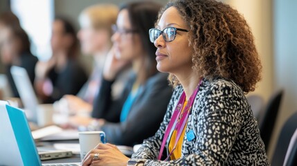 A diverse group of educators attending a professional development workshop, discussing new teaching strategies and technologies, highlighting the importance of ongoing education for teachers,