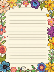 Floral border design with lined space for writing.