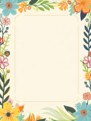 Obraz premium Floral border with copy space for greeting, invitation, or message.