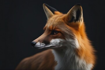 Obraz premium portrait background fox black animal red wildlife mammal wild nature fur predator cute carnivore hunting canino young vulpes head furry face hunt