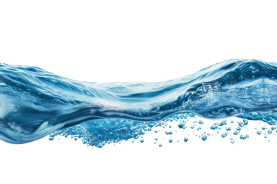 Gentle waves create a tranquil aquatic atmosphere, showcasing vibrant blue hues and sparkling bubbles beneath the water surface