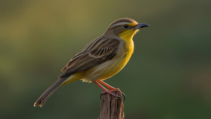 Fototapeta premium a yellow-headed bird perched on a branch by the river