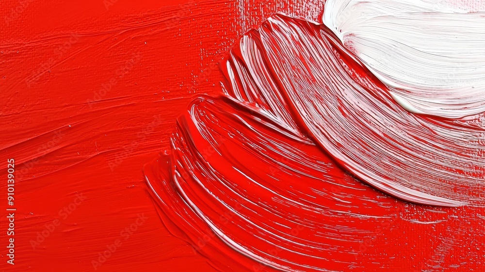Aufkleber bold red and white paint swirls create dynamic textures, reflecting the artist's emotion and creativ