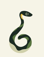 Naklejka premium ヘビのベクターイラスト, はがきサイズ, 年賀状