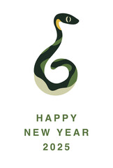 Fototapeta premium 年賀状 2025, ヘビ, 巳, 干支, 新年