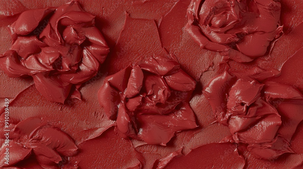 Aufkleber vivid red roses created with textured paint rest on a smooth surface, showcasing artistic detail and