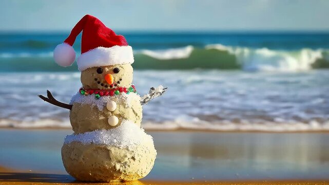 Christmas Snowman on the Beach