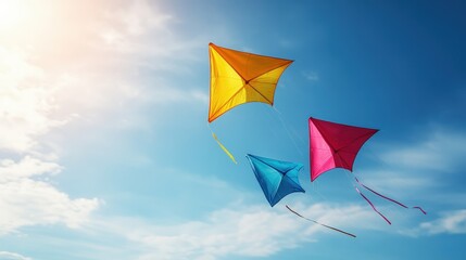 Three kites flying in the sky