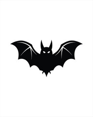 Bat black silhouette icon over white background, vector illustration.