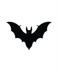 Bat black silhouette icon over white background, vector illustration.