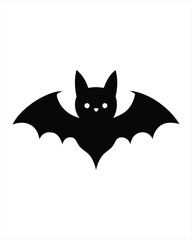 Bat black silhouette icon over white background, vector illustration.