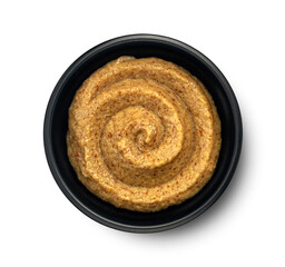 Sweet mustard isolated on white background, top view
