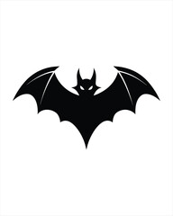 Bat black silhouette icon over white background, vector illustration.