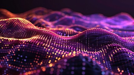 Obraz premium Abstract gradient dynamic particle wave. Digital technology background