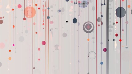 Colored lines and dots of various sizes on a gray background.