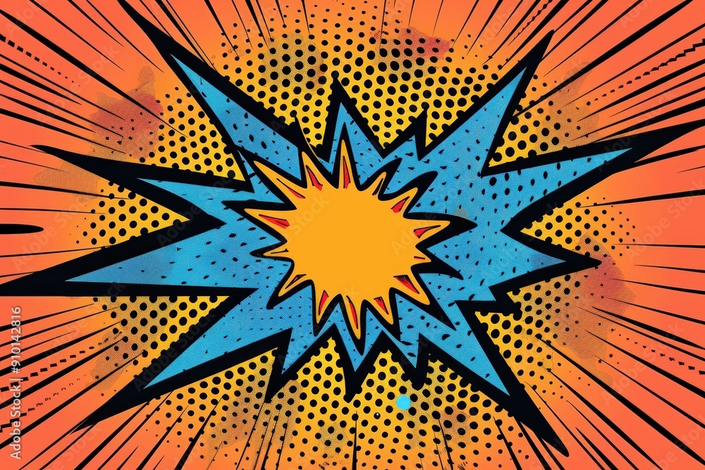 Aufkleber a striking explosion of color radiates outward with sharp lines in a vibrant comic book style, featu