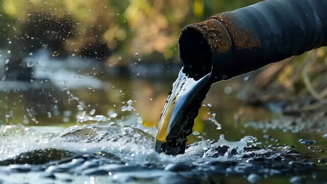 Polluted Water Discharge from Pipe