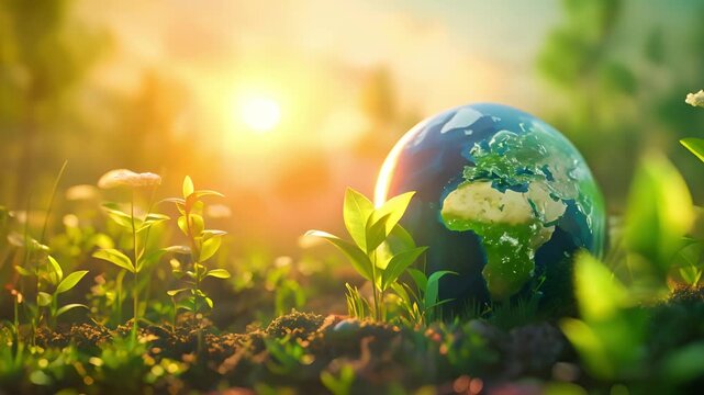 Globe nature and eco friendly environment, World environment and earth day, 3D illustration	