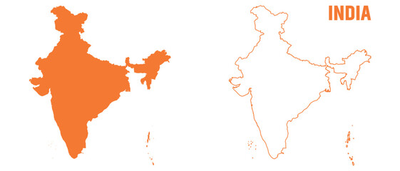 India map .India national map vector image orang color on white background.