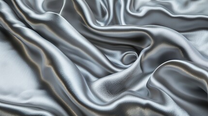 Fototapeta premium Exquisite, silver silk fabric with a luxurious texture, highlighting the highest quality.