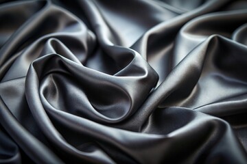 Smooth Blurred Black Silk Fabric Background