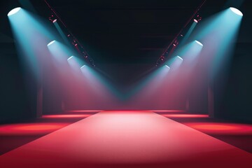 A simple background featuring a red carpet illuminated by soft spotlights, evoking a sense of luxury and glamour