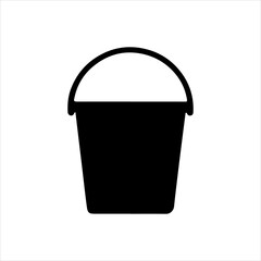 Plastic bucket silhouette isolated on white background. Bucket icon vector illustration design.