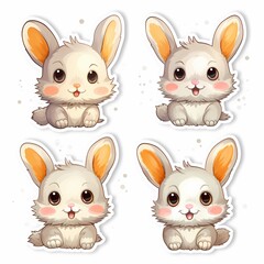 Adorable bunny illustrations perfect for children's merchandise and decorative designs.