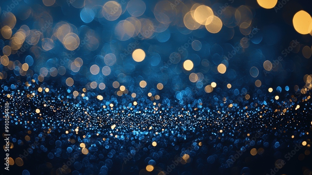Aufkleber a mesmerizing blend of blue hues and golden lights forms a sparkling, dreamy background, creating an