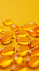 Vitamin D softgels with a sun icon in the background, vitamins,