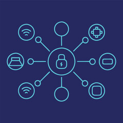 Fototapeta premium Interconnection icons for communication, business, technology, cooperation, conferences, meetings, success, teamwork, group, management, businessman, and offices. Iot, big data 